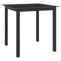 Table de jardin Noir 80x80x74 cm Aluminium et verre 558106558106