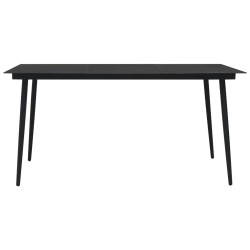 Table à dîner de jardin Noir 190x90x74 cm Acier et verre 558107558107