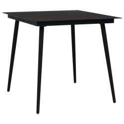 Table à dîner de jardin Noir 80x80x74 cm Acier et verre 558108558108