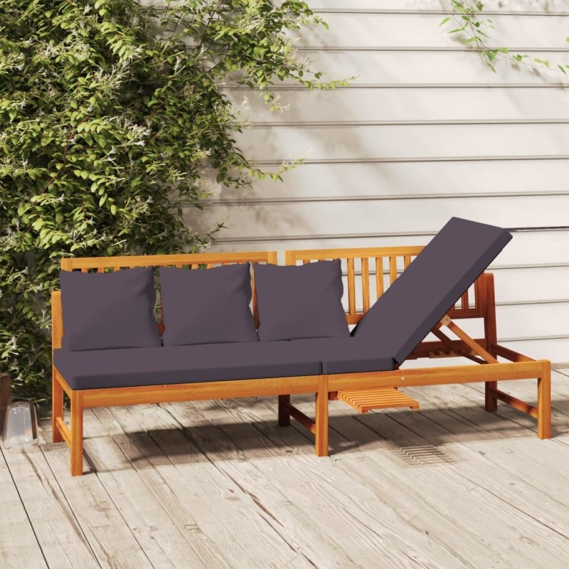 Lit de jour avec coussin gris 200x60x75 cm Bois d'acacia solide  558109558109