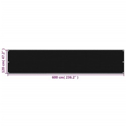 Écran de balcon Noir 120x600 cm PEHD 558173558173