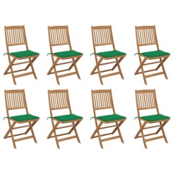 Chaises pliables d'extérieur et coussins lot de 8 Bois d'acacia 558186558186