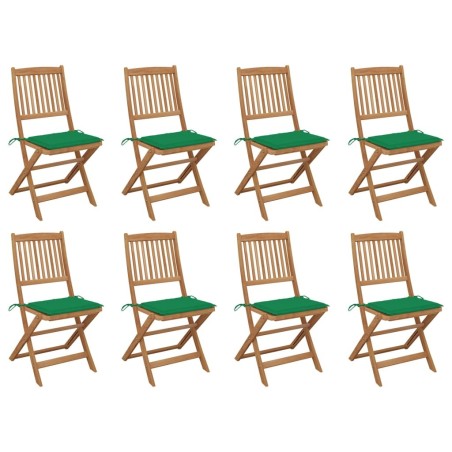 Chaises pliables d'extérieur et coussins lot de 8 Bois d'acacia 558186558186