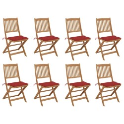 Chaises pliables d'extérieur et coussins lot de 8 Bois d'acacia 558187558187