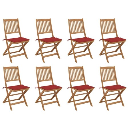 Chaises pliables d'extérieur et coussins lot de 8 Bois d'acacia 558187558187