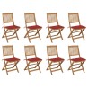 Chaises pliables d'extérieur et coussins lot de 8 Bois d'acacia 558187558187