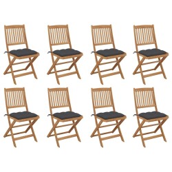 Chaises pliables d'extérieur et coussins lot de 8 Bois d'acacia 558188558188