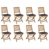 Chaises pliables d'extérieur et coussins lot de 8 Bois d'acacia 558188558188