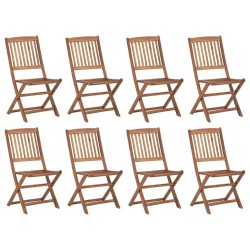 Chaises pliables d'extérieur et coussins lot de 8 Bois d'acacia 558188558188