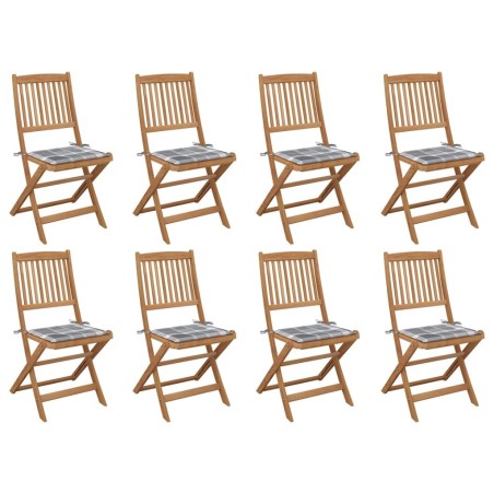 Chaises pliables d'extérieur et coussins lot de 8 Bois d'acacia 558189558189