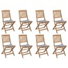 Chaises pliables d'extérieur et coussins lot de 8 Bois d'acacia 558189558189