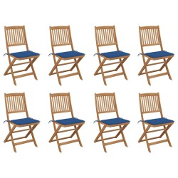 Chaises pliables d'extérieur et coussins lot de 8 Bois d'acacia 558190558190
