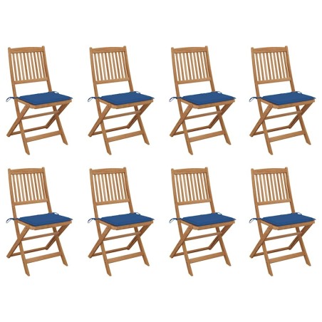Chaises pliables d'extérieur et coussins lot de 8 Bois d'acacia 558190558190