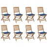 Chaises pliables d'extérieur et coussins lot de 8 Bois d'acacia 558190558190