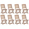 Chaises pliables d'extérieur et coussins lot de 8 Bois d'acacia 558190558190