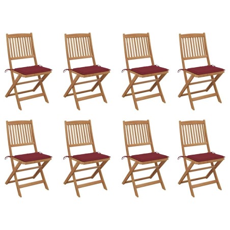 Chaises pliables d'extérieur et coussins lot de 8 Bois d'acacia 558191558191