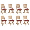 Chaises pliables d'extérieur et coussins lot de 8 Bois d'acacia 558191558191