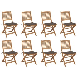 Chaises pliables d'extérieur et coussins lot de 8 Bois d'acacia 558192558192
