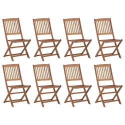 Chaises pliables d'extérieur et coussins lot de 8 Bois d'acacia 558192558192