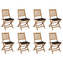 Chaises pliables d'extérieur et coussins lot de 8 Bois d'acacia 558193558193