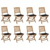 Chaises pliables d'extérieur et coussins lot de 8 Bois d'acacia 558193558193