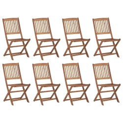 Chaises pliables d'extérieur et coussins lot de 8 Bois d'acacia 558193558193