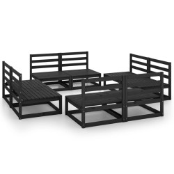 Salon de jardin 8 pcs noir bois de pin massif 558194558194