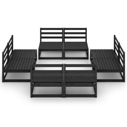 Salon de jardin 8 pcs noir bois de pin massif 558194558194