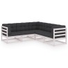 Salon de jardin 5 pcs avec coussins Bois de pin massif 558195558195