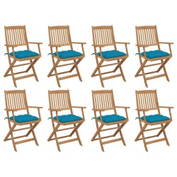 Chaises pliables d'extérieur et coussins lot de 8 Bois d'acacia 558197558197
