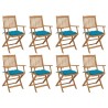 Chaises pliables d'extérieur et coussins lot de 8 Bois d'acacia 558197558197