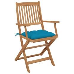 Chaises pliables d'extérieur et coussins lot de 8 Bois d'acacia 558197558197