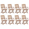 Chaises pliables d'extérieur et coussins lot de 8 Bois d'acacia 558197558197