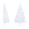 Demi-arbre de Noël artificiel pré-éclairé et boules blanc 150cm 558198558198