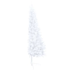 Demi-arbre de Noël artificiel pré-éclairé et boules blanc 150cm 558198558198