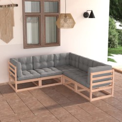 Salon de jardin 5 pcs avec coussins Bois de pin massif 558199558199