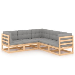 Salon de jardin 5 pcs avec coussins Bois de pin massif 558199558199