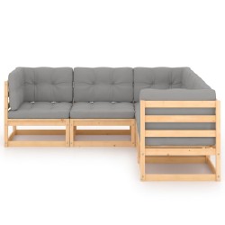 Salon de jardin 5 pcs avec coussins Bois de pin massif 558199558199