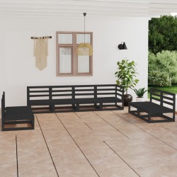 Salon de jardin 8 pcs noir bois de pin massif 558200558200