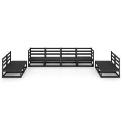 Salon de jardin 8 pcs noir bois de pin massif 558200558200
