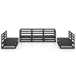 Salon de jardin 7 pcs noir bois de pin massif 558201558201