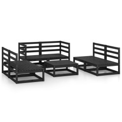 Salon de jardin 7 pcs noir bois de pin massif 558202558202