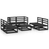 Salon de jardin 7 pcs noir bois de pin massif 558202558202