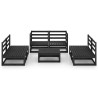 Salon de jardin 7 pcs noir bois de pin massif 558202558202