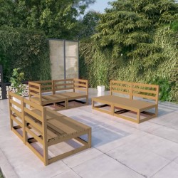 Salon de jardin 6 pcs marron miel bois de pin massif 558203558203