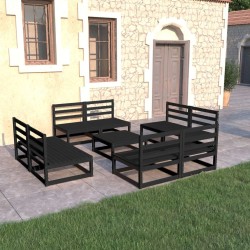 Salon de jardin 9 pcs noir bois de pin massif 558204558204