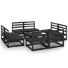 Salon de jardin 9 pcs noir bois de pin massif 558204558204