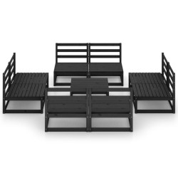 Salon de jardin 9 pcs noir bois de pin massif 558204558204