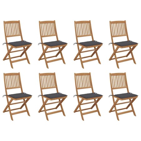 Chaises pliables d'extérieur et coussins lot de 8 Bois d'acacia 558205558205