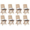 Chaises pliables d'extérieur et coussins lot de 8 Bois d'acacia 558205558205